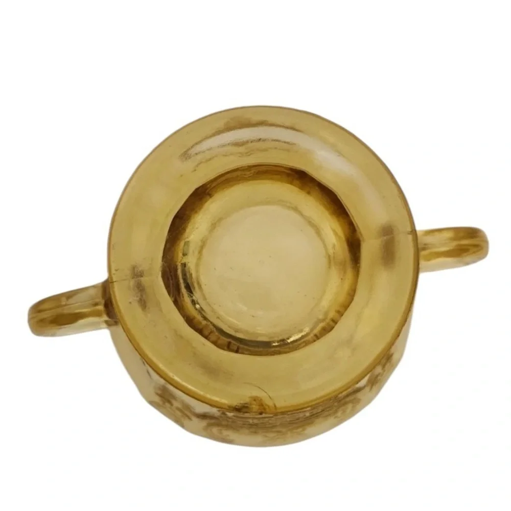 Federal Glass Madrid Amber Footed Sugar Bowl 3